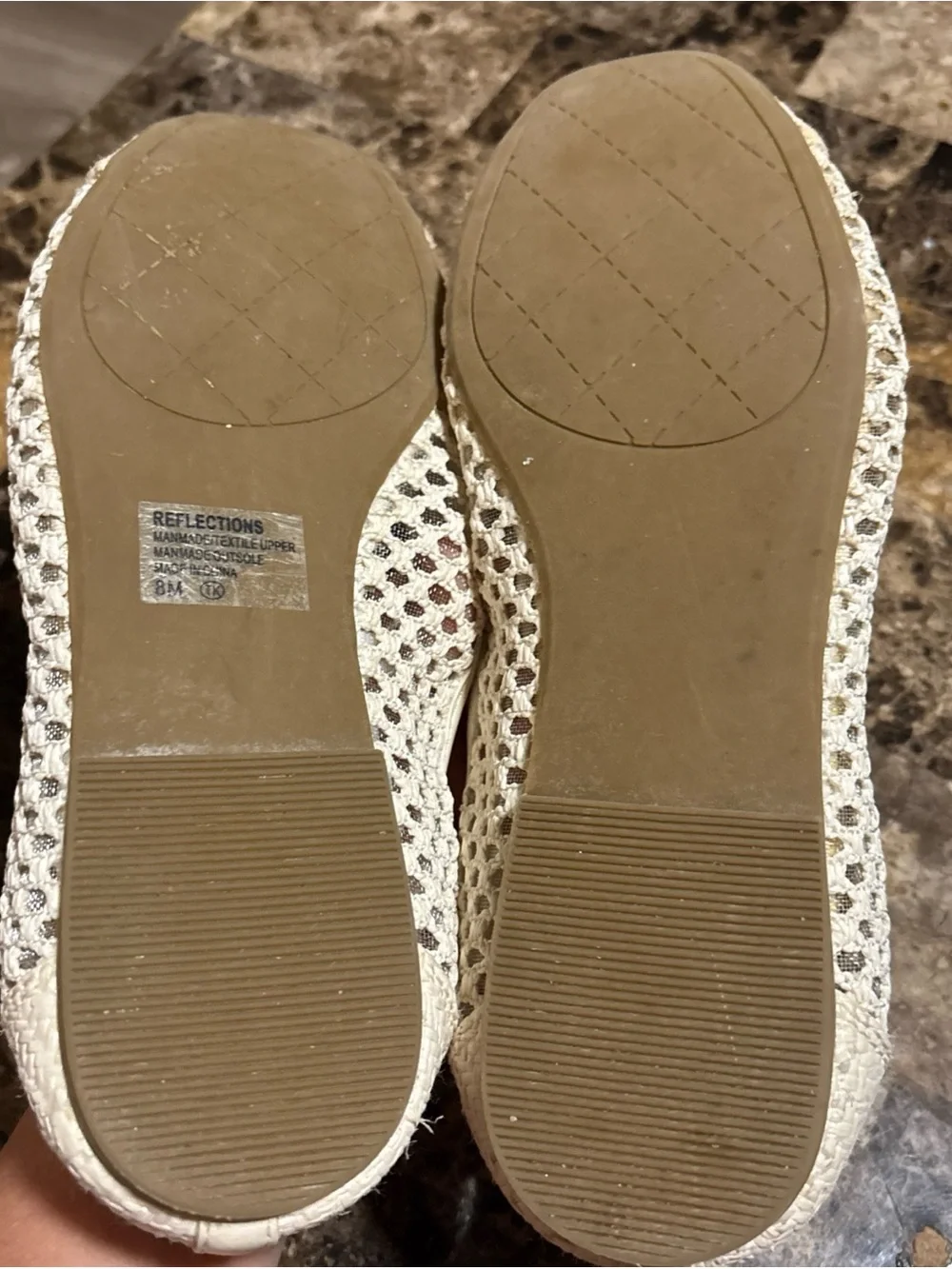 pop Cream Woven Crochet Ballet Flats with Bow Accent